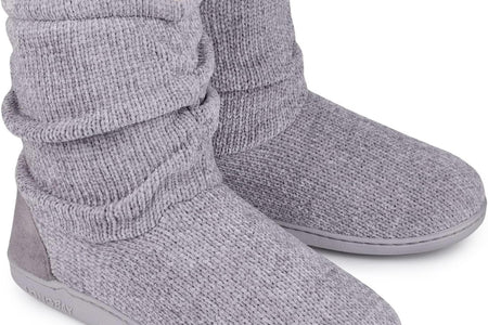 Women'S Chenille Knit Bootie Slippers Cute Plush Fleece Memory Foam House Shoes
