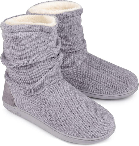 Women'S Chenille Knit Bootie Slippers Cute Plush Fleece Memory Foam House Shoes