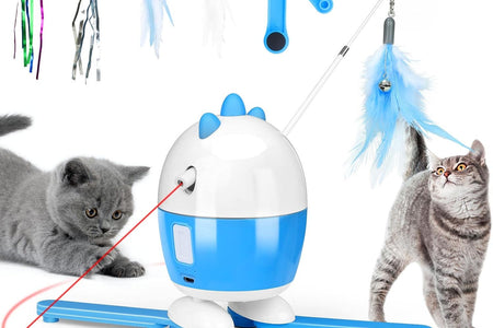 Cat Toys Interactive, Cat Light Toy and Cat Feather Toys 2 in 1, Recharge Cat Exercise Toys for Indoor Cats, Adjustable Cat Toy Automatic Light