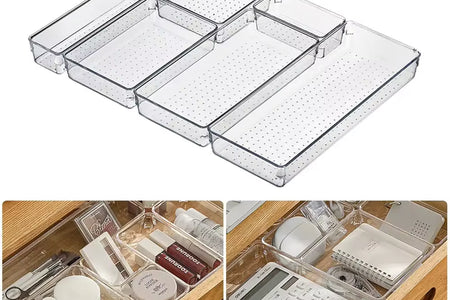 ClearNest Organizer – Transparent Anti-Scratch Drawer Storage Box for Cosmetics, Office & Home