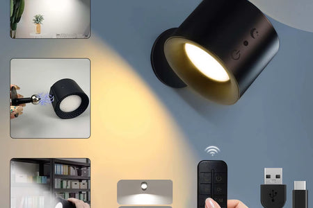GlowFlex Touch Wall Lamp – Dual Head LED Light with Remote, 360° Rotation & USB Rechargeable Design