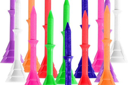 Golf Tees Plastic 3 1/4 Inch Upgrade Unbreakable Bulk Value 30/50 Pack Reduce Friction Side Spin Durable Stable 83Mm Long Tee for Golfer Practice