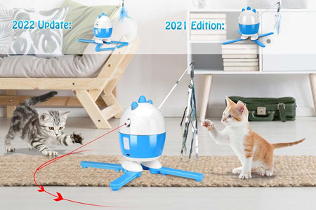 Cat Toys Interactive, Cat Light Toy and Cat Feather Toys 2 in 1, Recharge Cat Exercise Toys for Indoor Cats, Adjustable Cat Toy Automatic Light